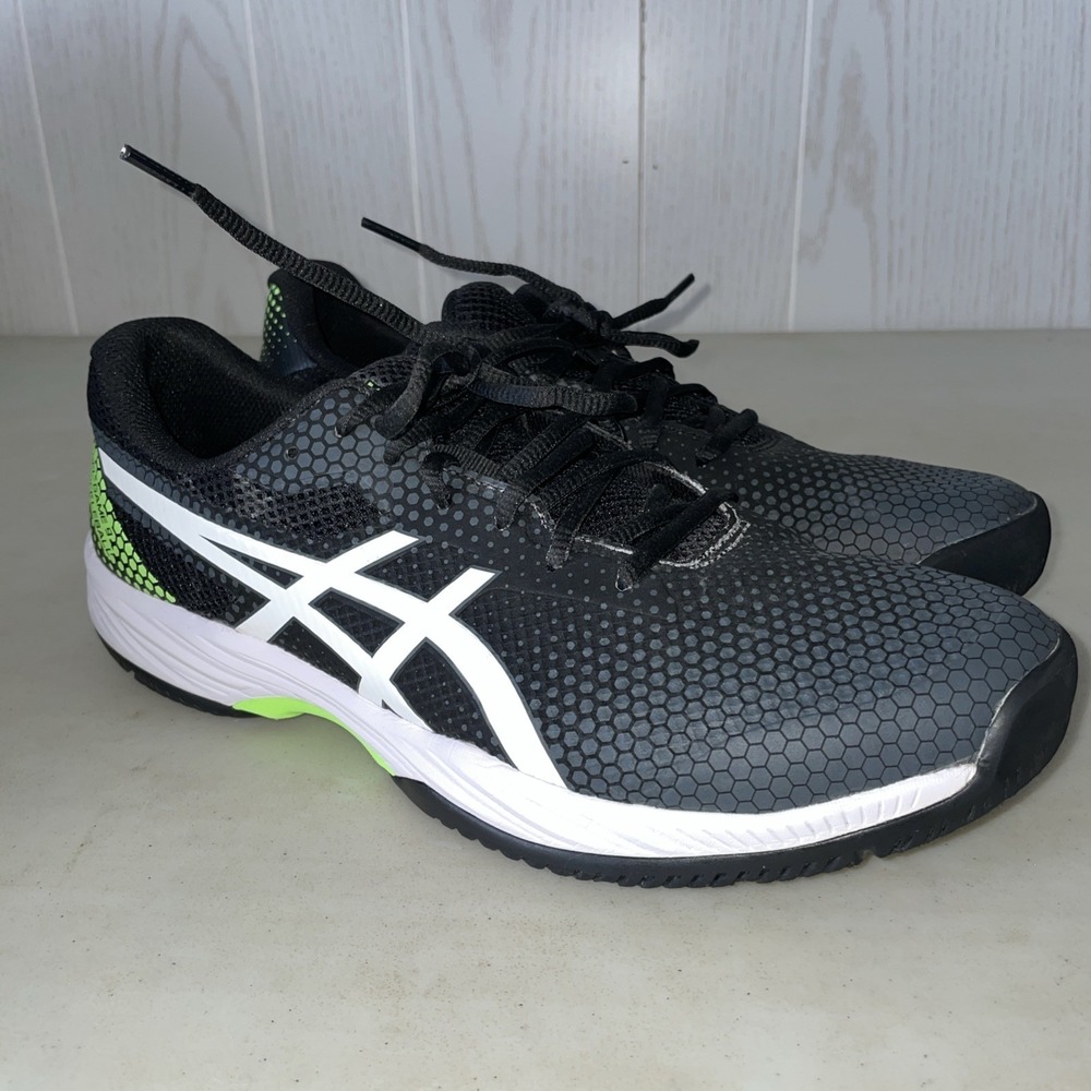 ASICS Men's Gel-Game 9 Shoes Size 10.5 Black Green Sneakers Pickleball No Insole